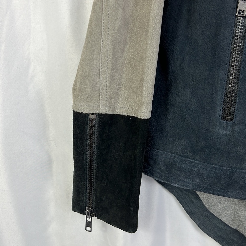 Chaser Moto Jacket Womens Medium Genuine Suede Color Block Collarless Full Zip - Picture 5 of 11